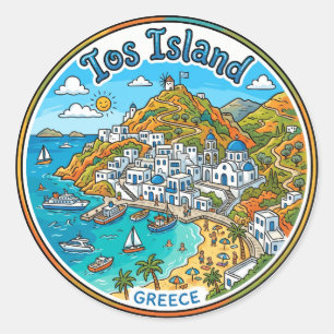 Ios Island Greece Classic Round Sticker