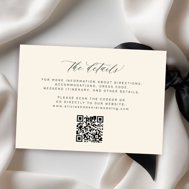 Iovry minimalist script QR code wedding details Enclosure Card (Creator Uploaded)