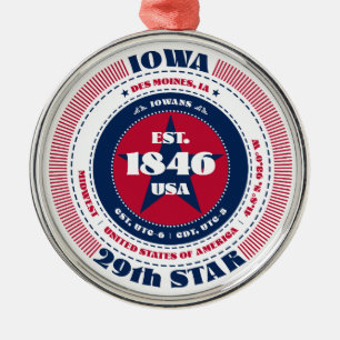 Iowa 29th State Christmas Ornament