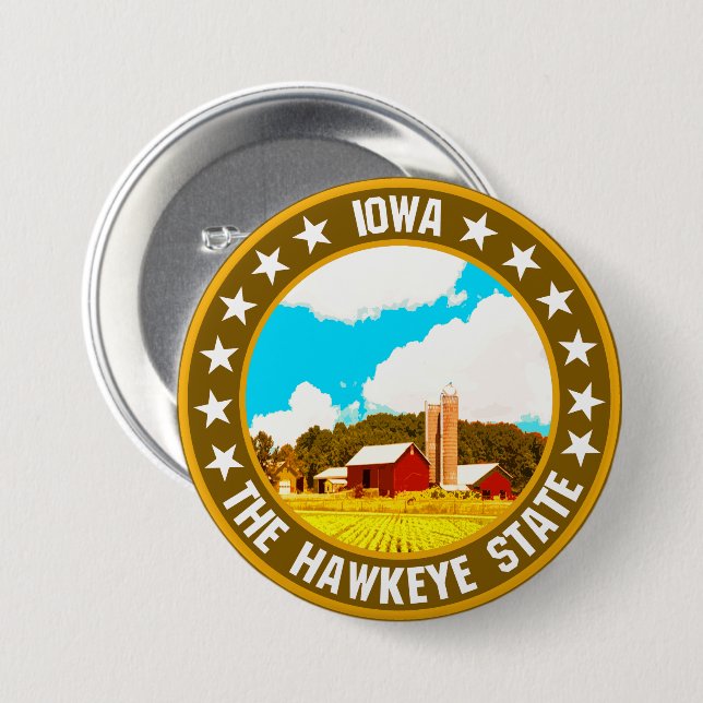 Iowa                                               7.5 cm round badge (Front & Back)