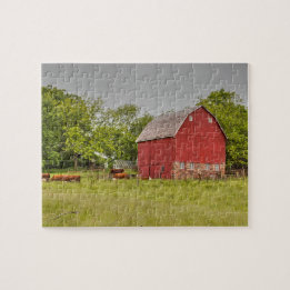 Iowa Barn With Cattle Grazing Jigsaw Puzzle