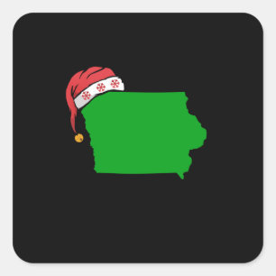 Iowa Christmas Cute Christmas Gift Green US State Square Sticker