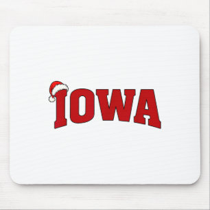 Iowa Christmas Santa Hat Retro Throwback Souvenir Mouse Pad