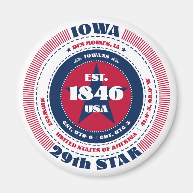 Iowa Circle Typography Souvenir Magnet (Front)