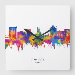 Iowa City Iowa Skyline Square Wall Clock