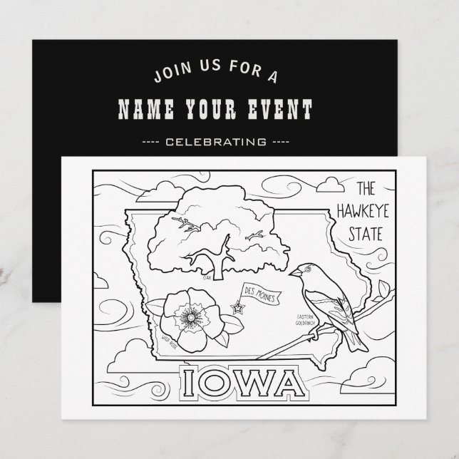 iowa colour me collage invitation (Front/Back)