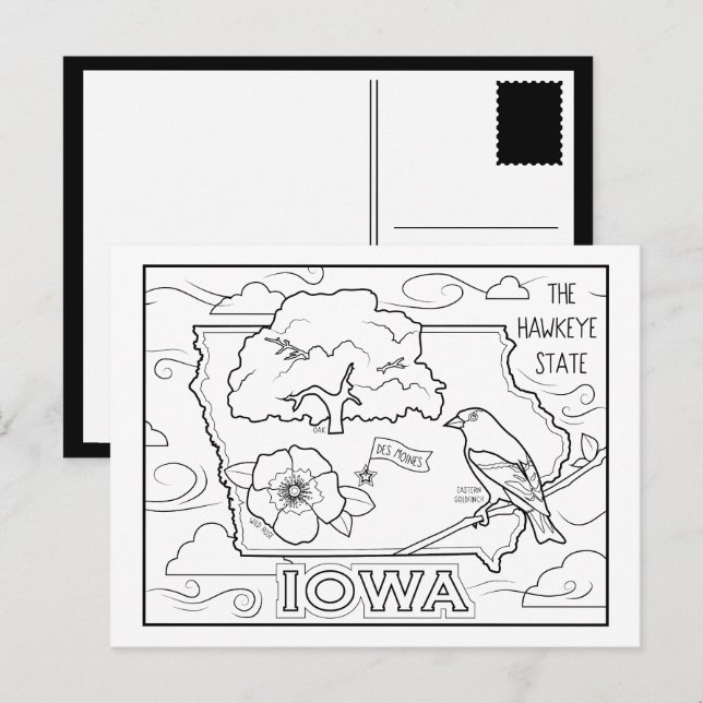 iowa colour me collage postcard (Front/Back)