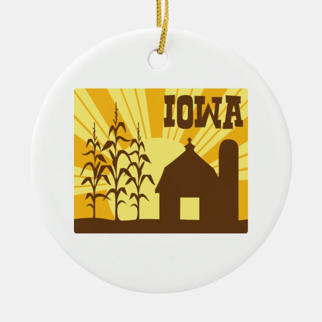 Iowa Corn Farm Ceramic Ornament (Front)