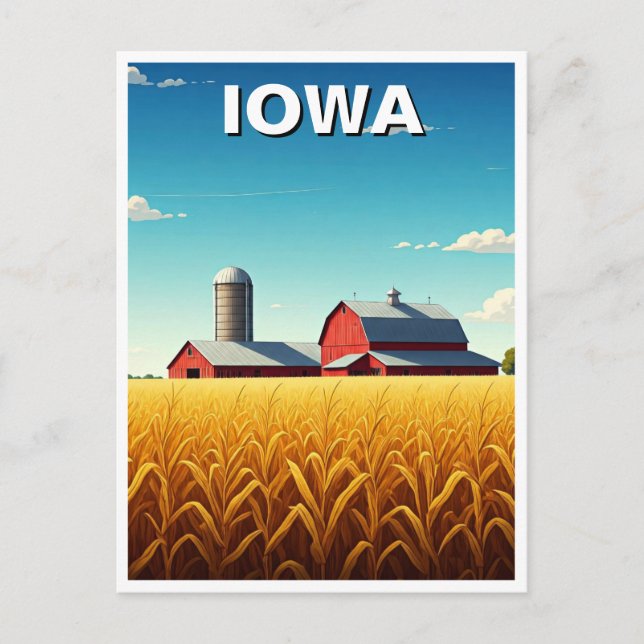 Iowa Cornfield Red Barn Postcard (Front)