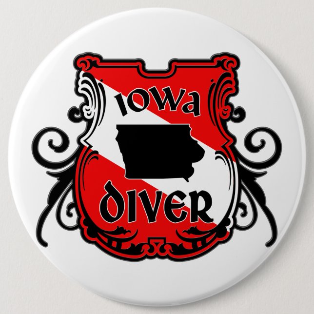 Iowa Diver 6 Cm Round Badge (Front)