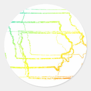 iowa fade blur classic round sticker