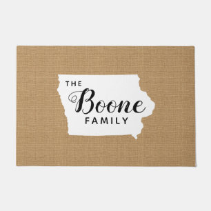 Iowa Family Monogram State Doormat