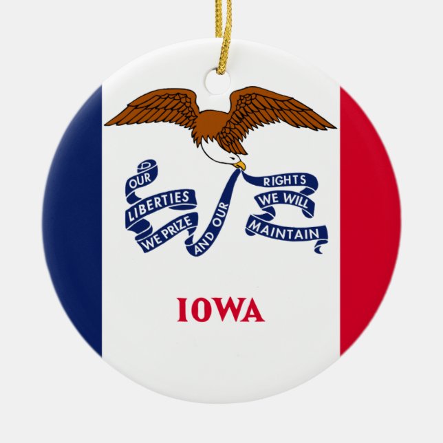 Iowa Flag Ceramic Ornament (Front)