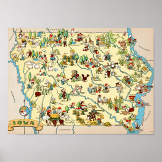 Iowa Funny Map Poster