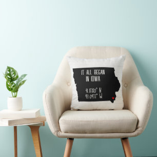 Iowa GPS Coordinates with Heart Cushion