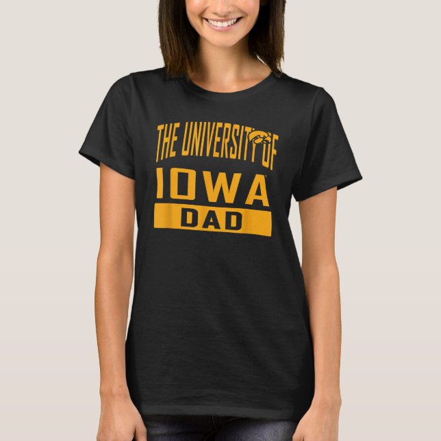 Iowa Hawkeyes Dad University Father Black T-Shirt (Front)