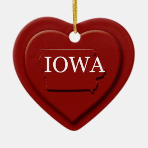 Iowa Heart Map Christmas Ornament