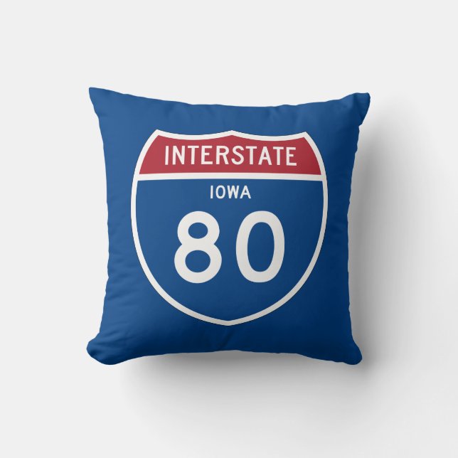 Iowa IA I-80 Interstate Highway Shield - Cushion (Front)