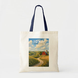 Iowa Illustration Travel Art Vintage Tote Bag