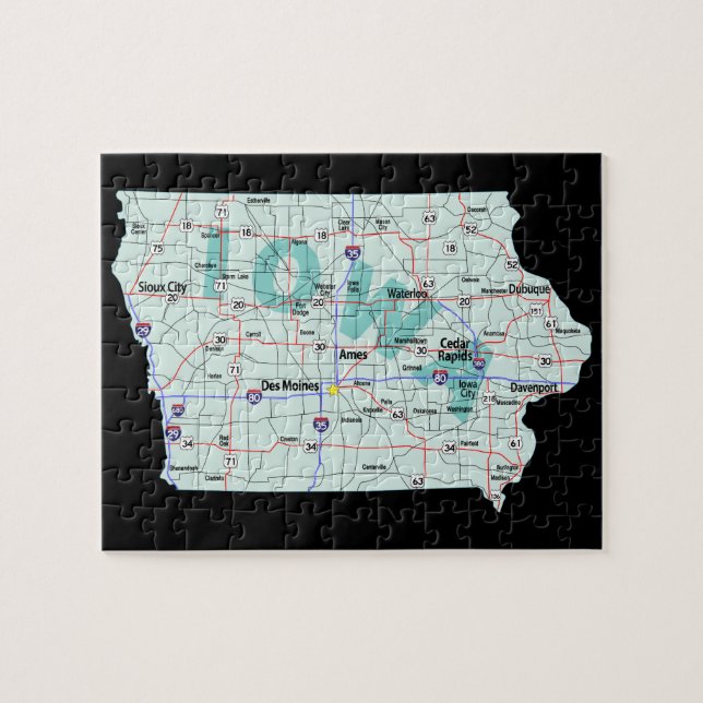 Iowa Interstate Map Jigsaw Puzzle (Horizontal)