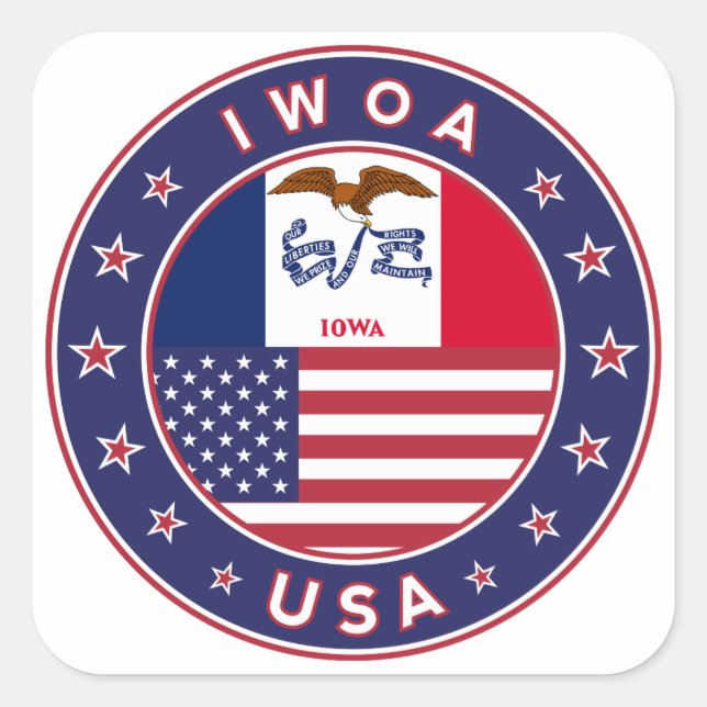 Iowa, Iowa sticker, bag, clock Square Sticker (Front)