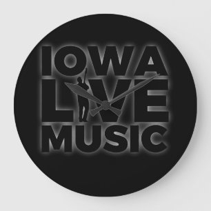 Iowa Live Music Guitar Player Gift Large Clock