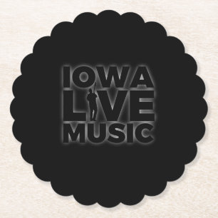 Iowa Live Music Guitar Player Gift Paper Coaster