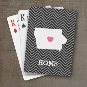 Iowa Map Home State Love with Custom Heart Playing Cards