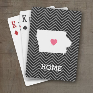 Iowa Map Home State Love with Custom Heart Playing Cards