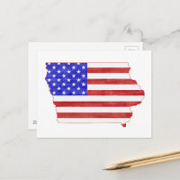 Iowa Map Shaped Patriotic Hawkeye American Flag