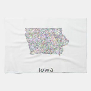 Iowa map tea towel