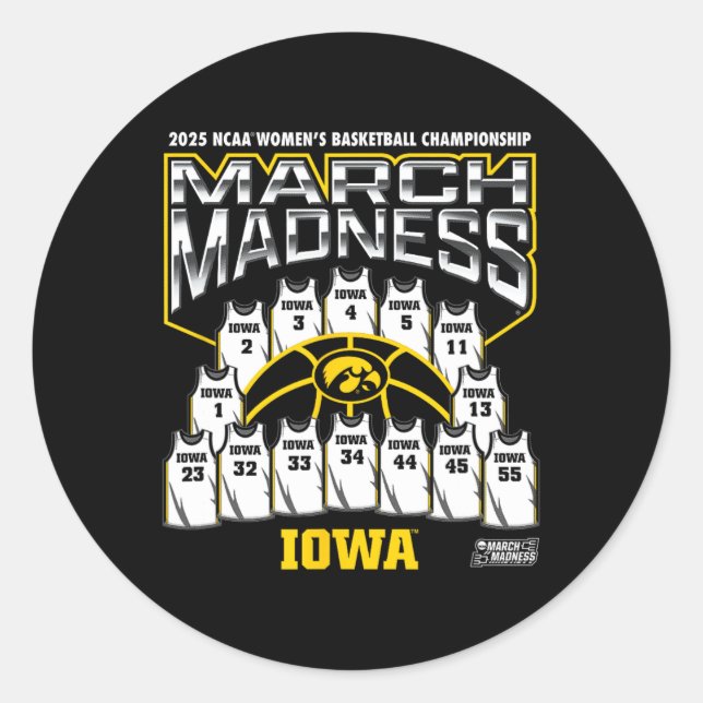 Iowa March Madness 2025 Women's Sketll Nil  Classic Round Sticker (Front)