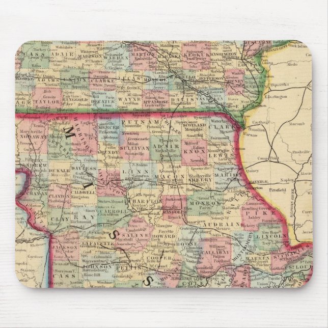 Iowa, Missouri Map by Mitchell Mouse Pad (Front)