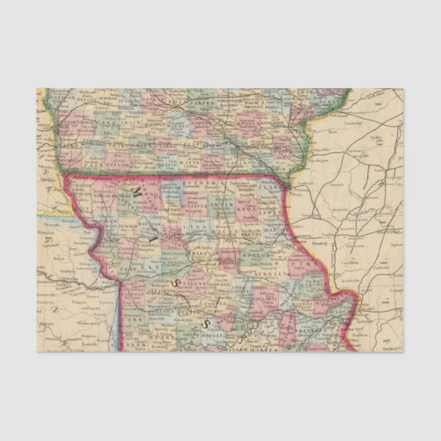 Iowa, Missouri Map by Mitchell Tissue Paper (Front)