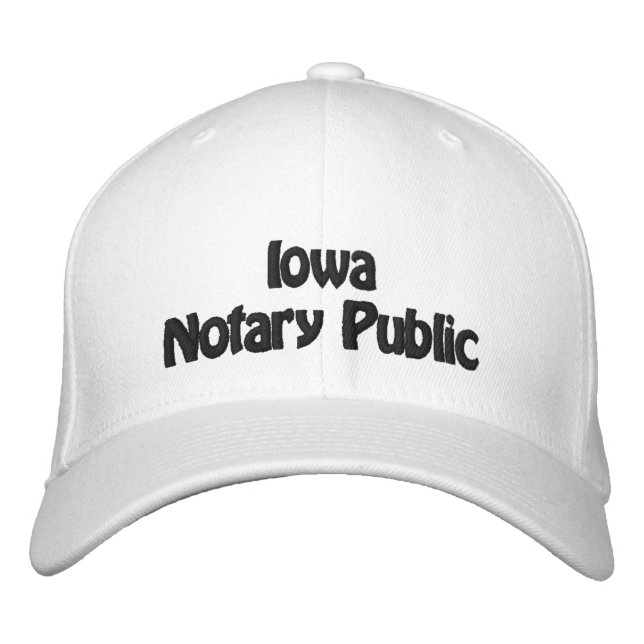Iowa Notary Public Embroidered Baseball Cap (Front)