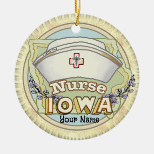 Iowa Nurse Ceramic Ornament