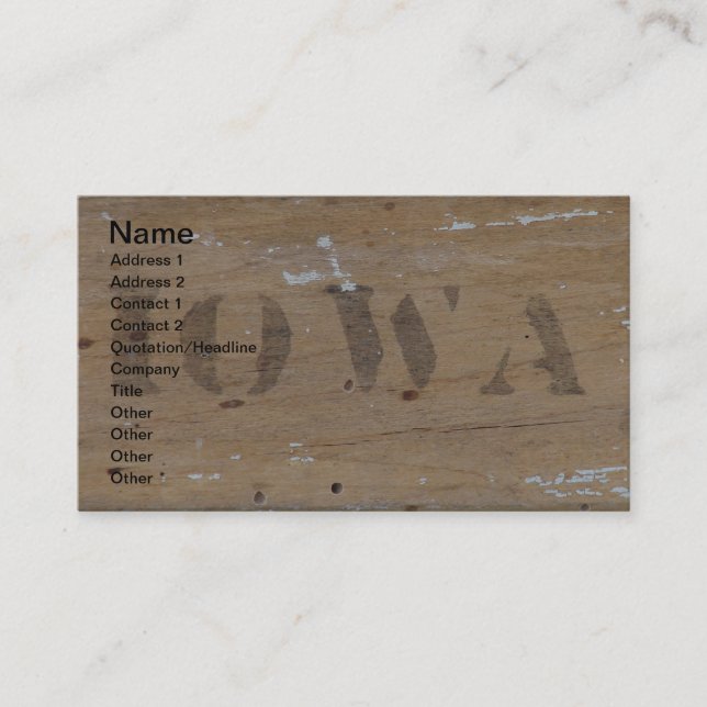 Iowa on Wood Business Card (Front)