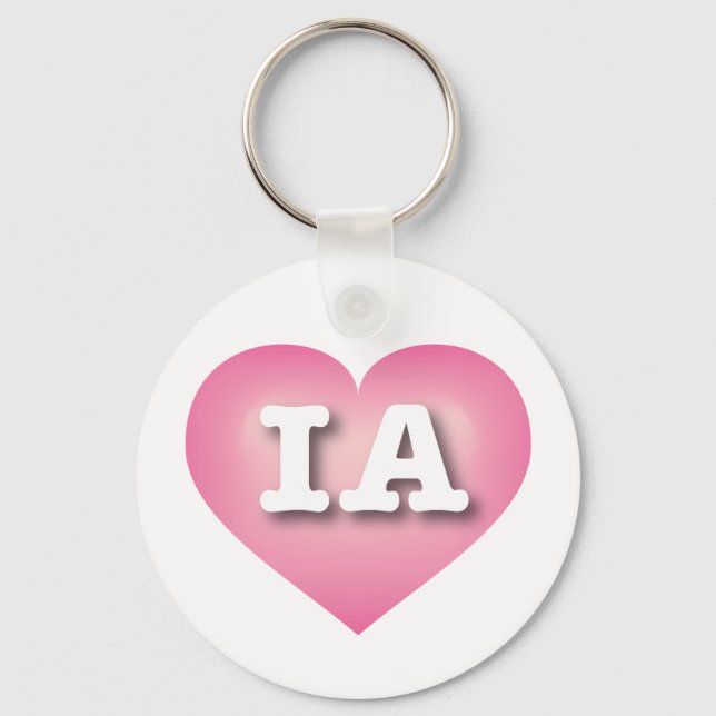 Iowa Pink Fade Heart - I love IA Key Ring (Front)