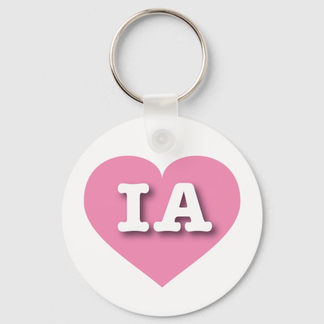 Iowa Pink Heart - I love IA Key Ring (Front)