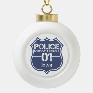 Iowa Police Department Shield 01 Ceramic Ball Christmas Ornament