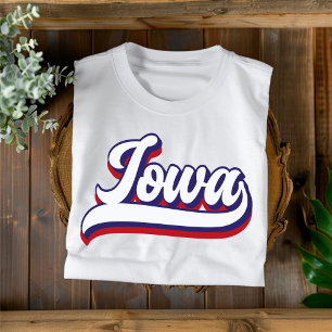 Iowa Red White and Blue Vintage Script T-Shirt