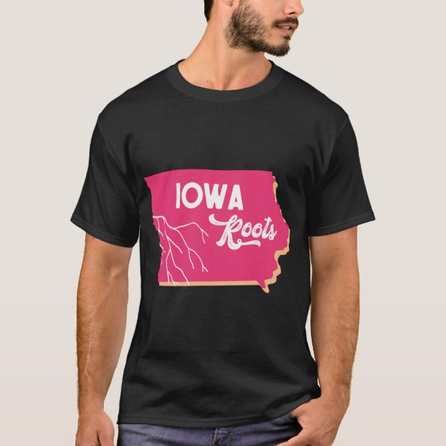 Iowa Roots Pink Orange T-Shirt (Front)