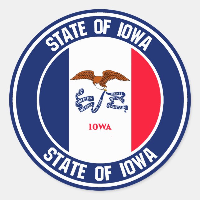 Iowa Round Emblem Classic Round Sticker (Front)