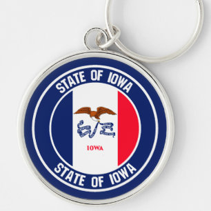Iowa Round Emblem Key Ring