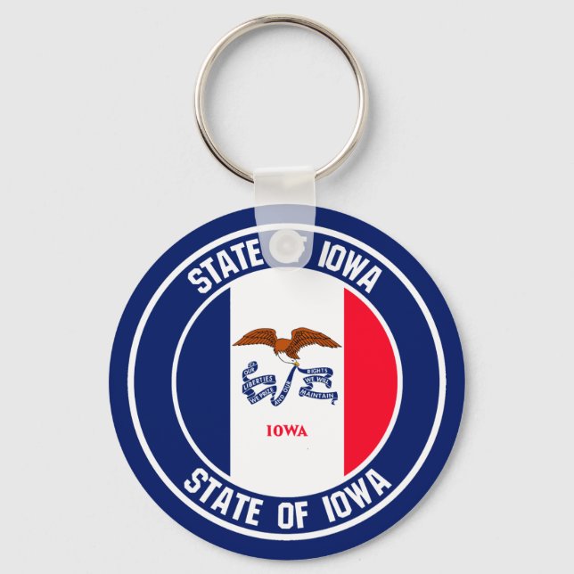 Iowa Round Emblem Key Ring (Front)
