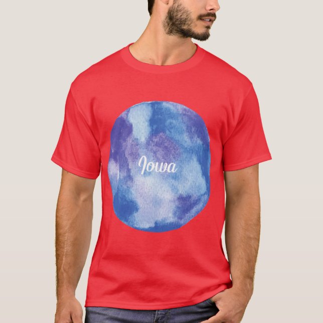 Iowa Round Watercolor Pastel Violet Blue T-Shirt (Front)