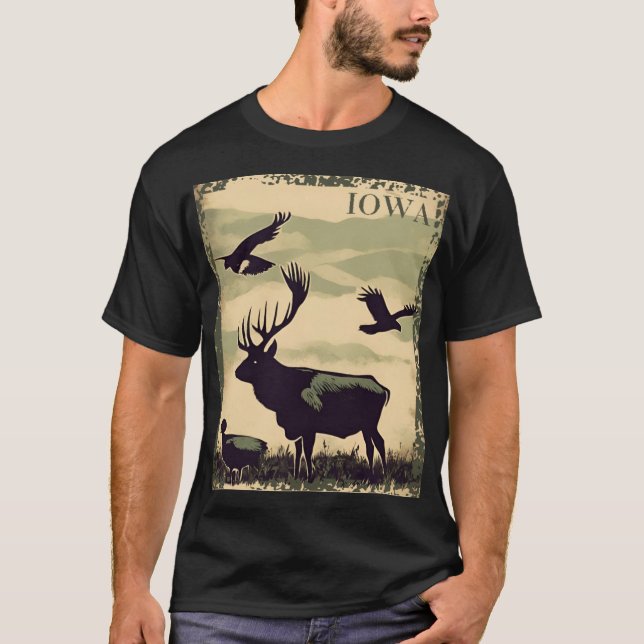 Iowa Rustic Style Vintage Poster T-Shirt (Front)