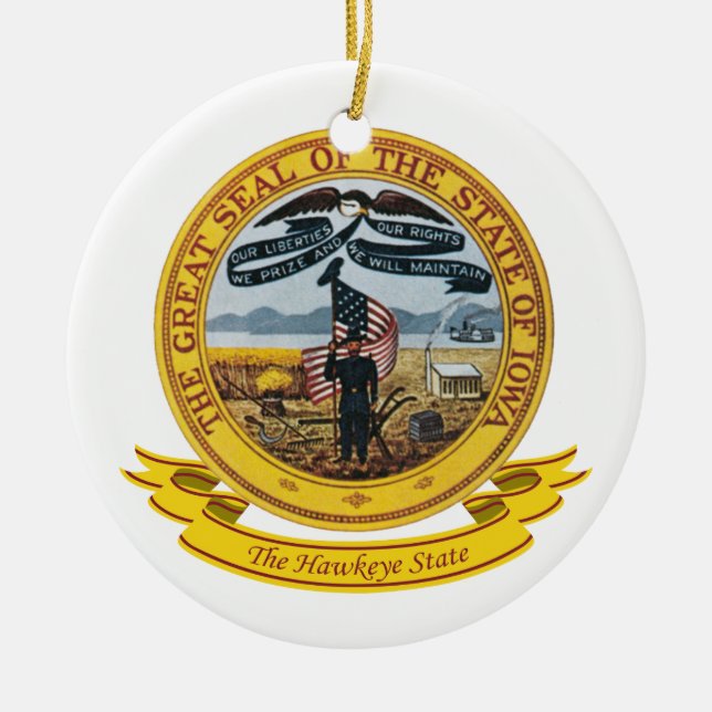 Iowa Seal Ceramic Ornament (Front)