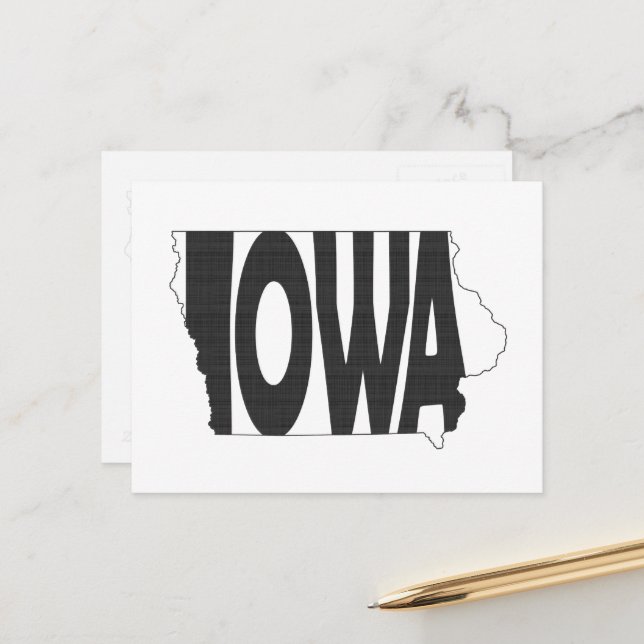 Iowa Shaped Hawkeye State Name Iowan Word Art Postcard (Front/Back In Situ)