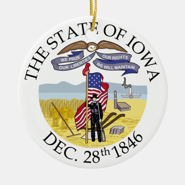 Iowa sign ceramic ornament (Front)